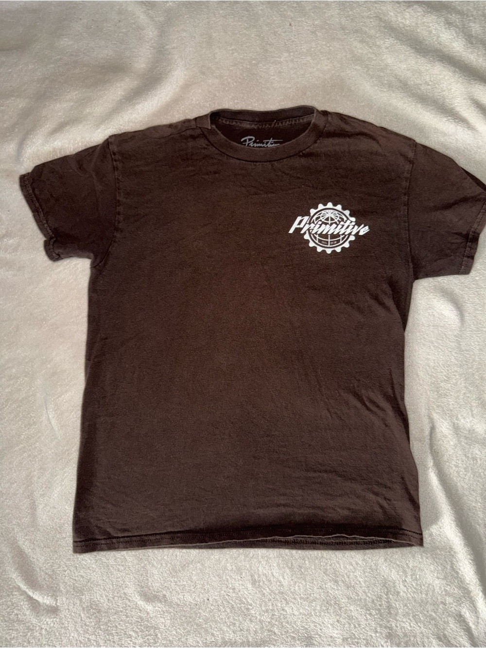 Primitive Short-Sleeve Brown Tee with White Chest Logo